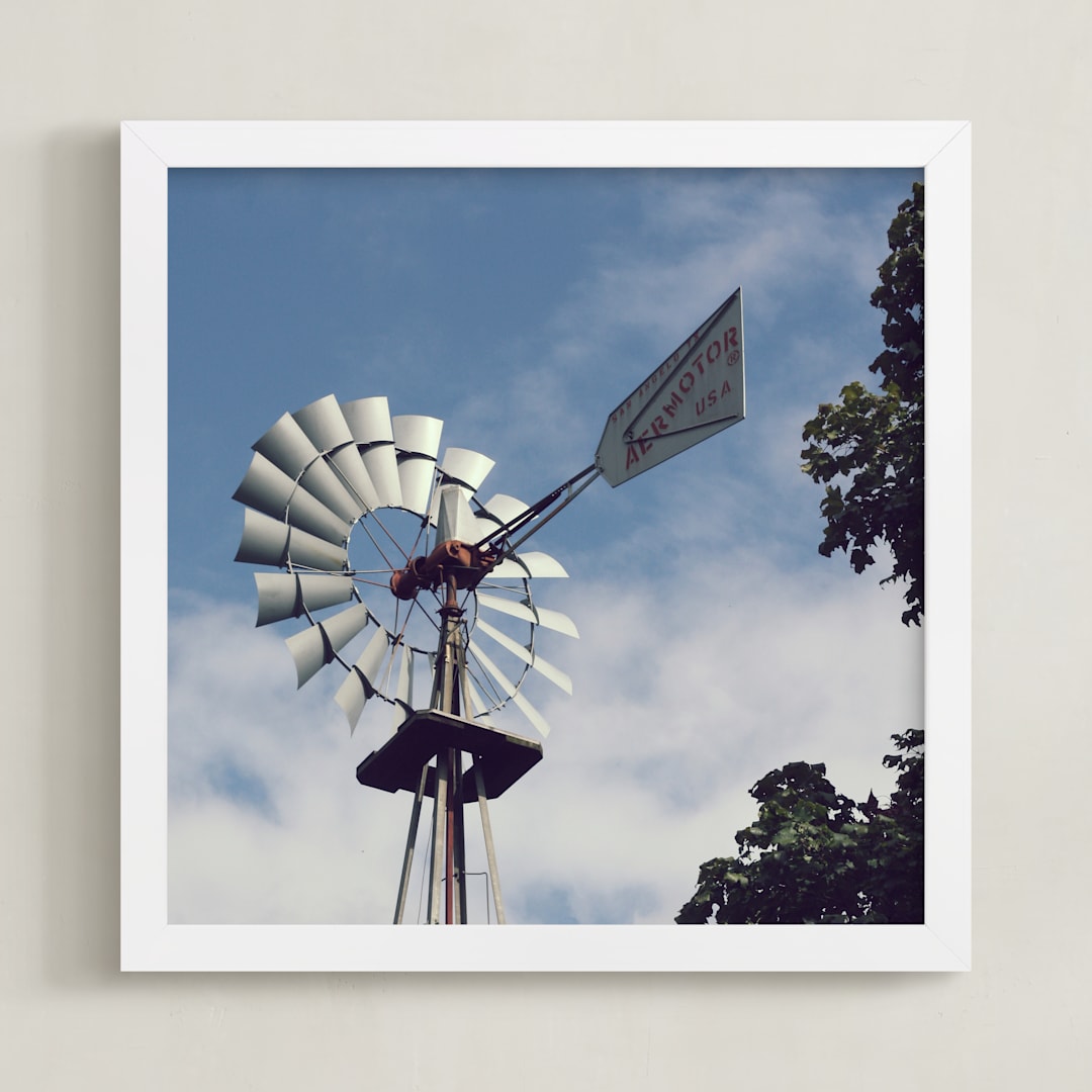 "Aermotor" - Art Print in Sky Blue by Gray Star Design - Framed