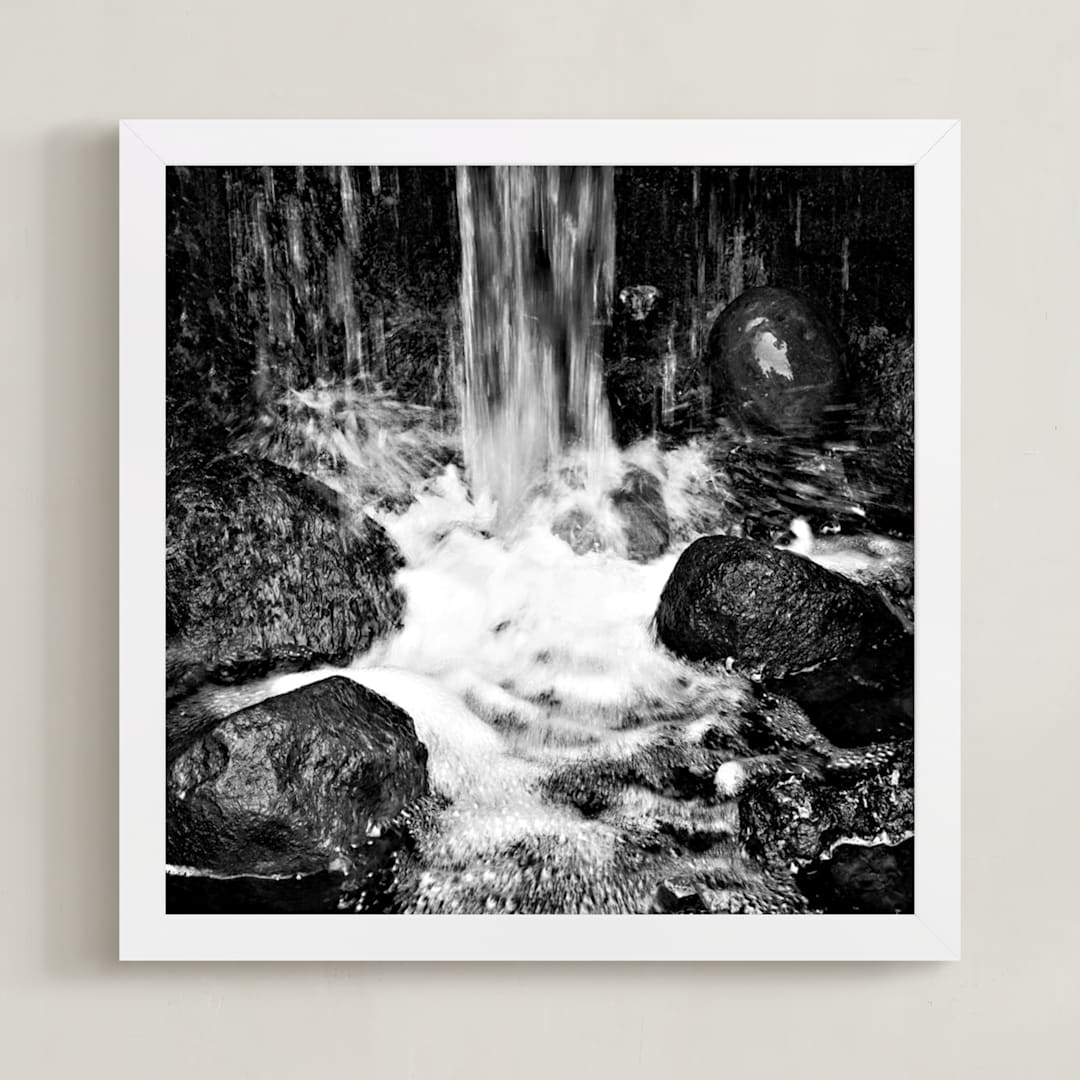 "Water and stones" - Art Print in Black and white by NSMARK - Framed