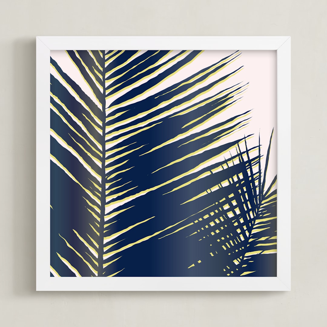 "Palm Study #4" - Art Print in palm pink by Cindy Lackey - Framed