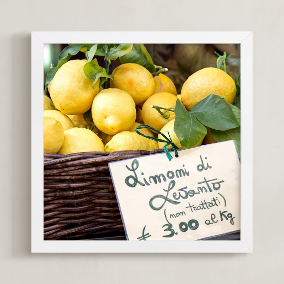 "Limoni di Levanto" - Art Print in Lemon Yellow by Three Kisses Studio - Framed