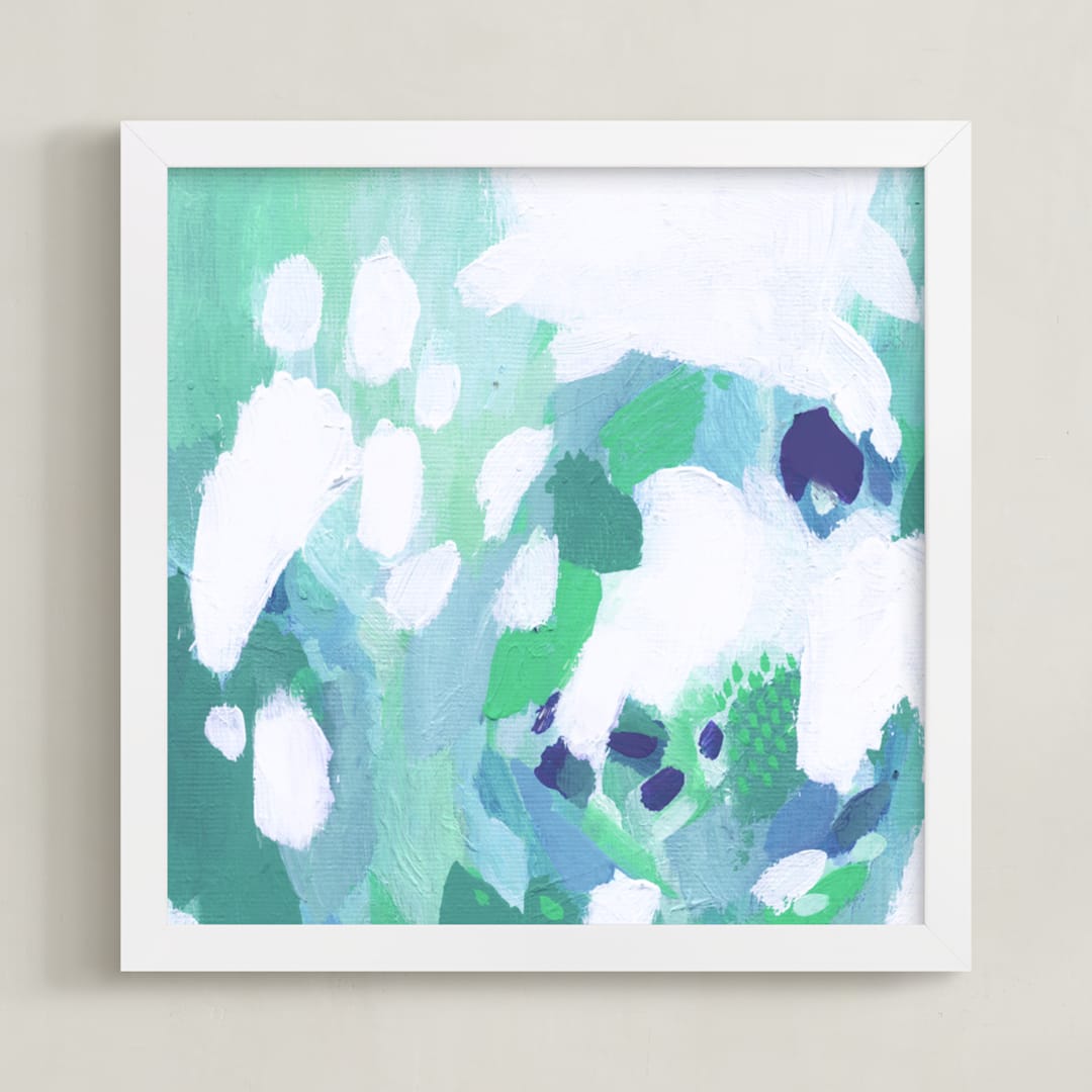 "Spring Showers" - Art Print in Aqua by Makewells - Framed