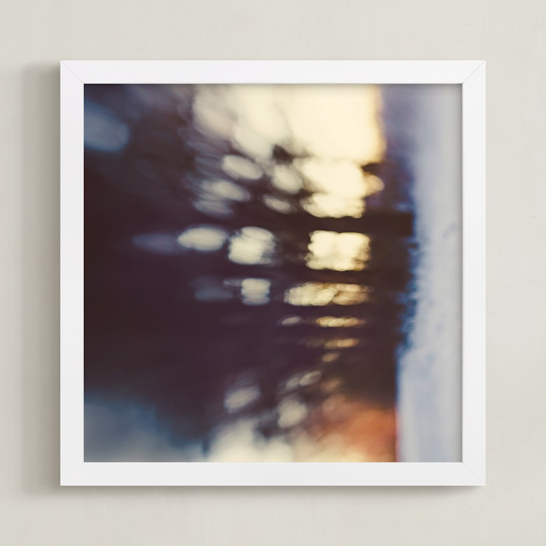 "Inky Blues" - Art Print in Inky Blue by Stacy Kron - Framed