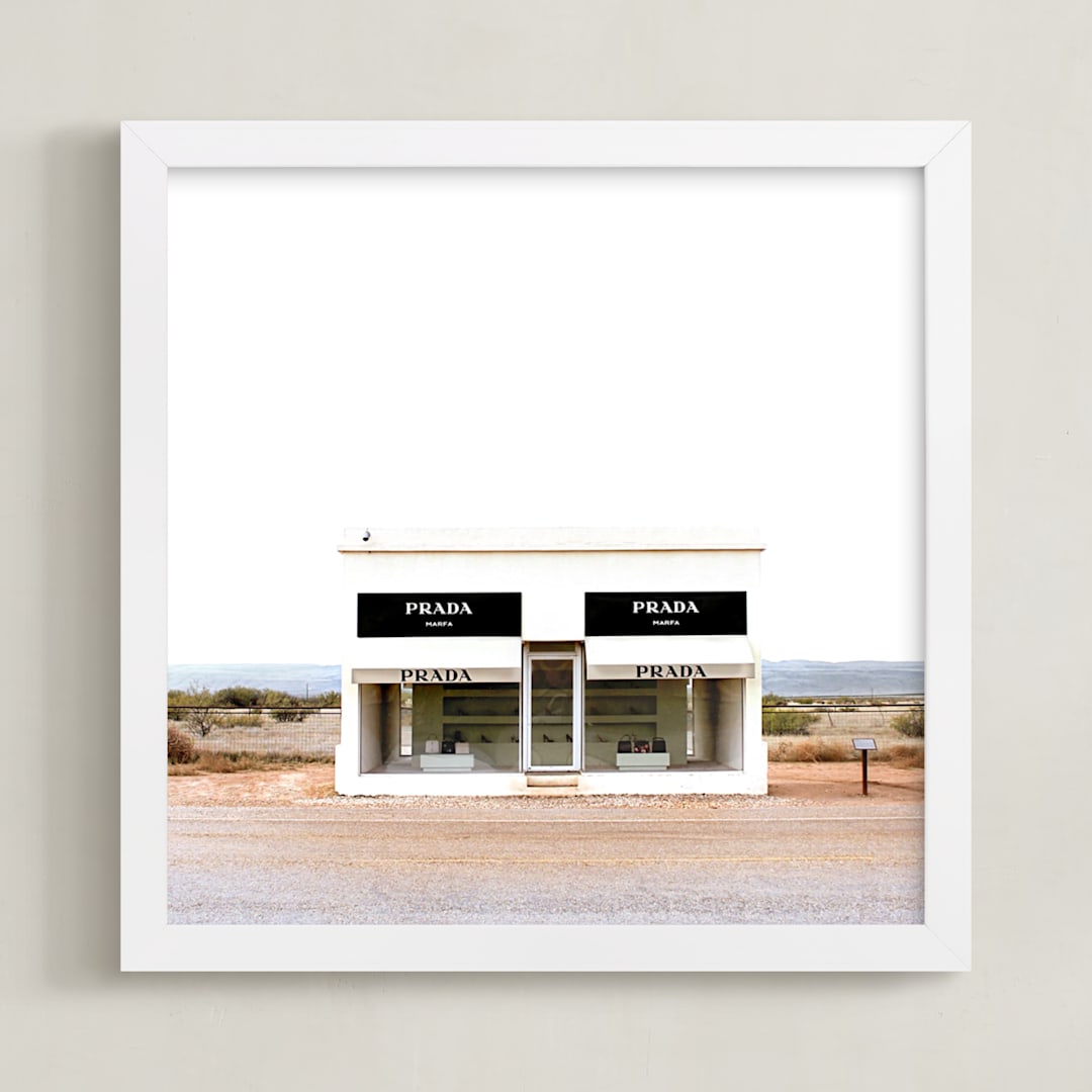 "Prada Marfa" - Art Print in White Stucco by Haley Warner - Framed
