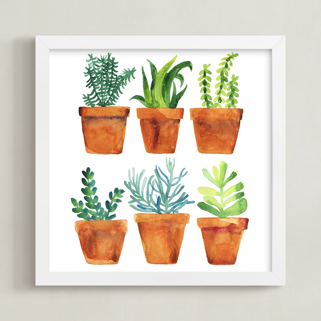 "Home garden" - Art Print in Natural green by Alexandra Dzh - Framed