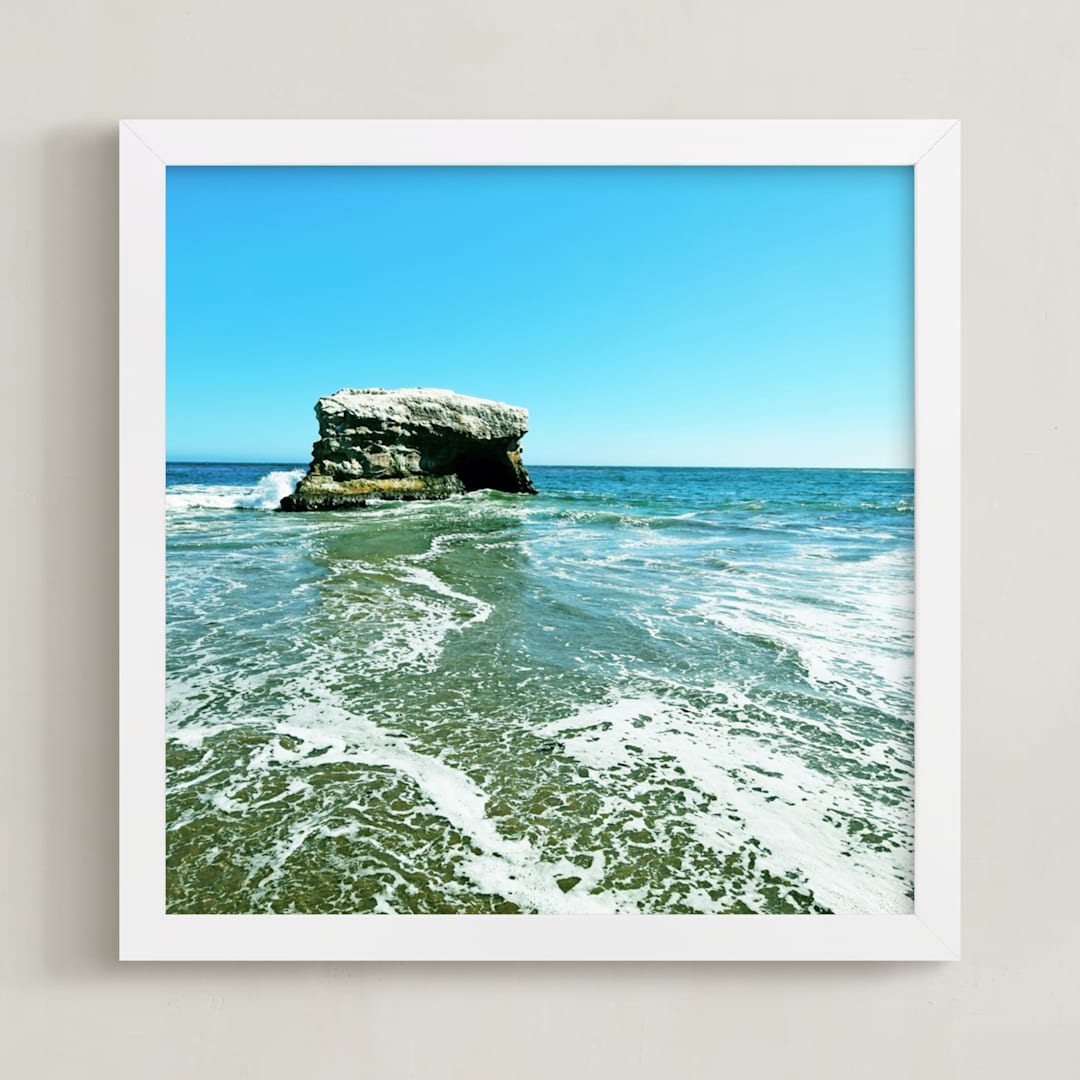 "Lone Rock" - Art Print in Ocean-green by NSMARK - Framed
