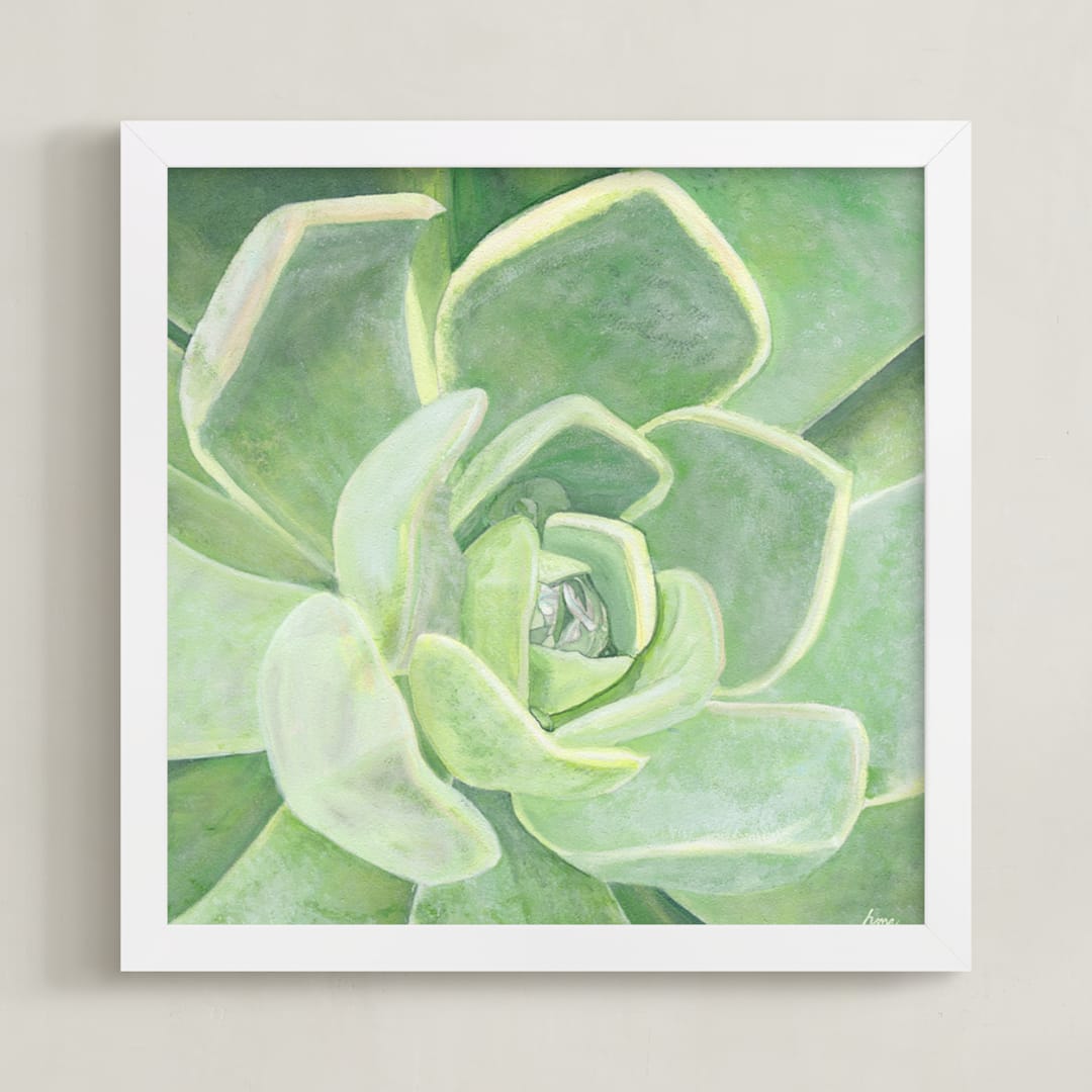 "Garden Velvet" - Art Print in Faded Lime by Hettie Roberts - Framed