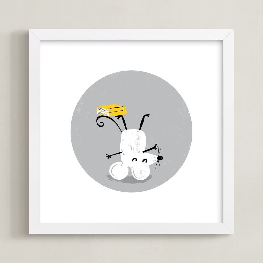 "Little Book Nook Three" - Art Print in Prime Yellow by mo kelley - Framed