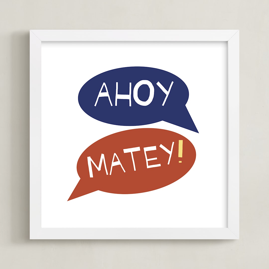 "Ships Ahoy" - Art Print in Ahoy Red by AlisonJerry - Framed