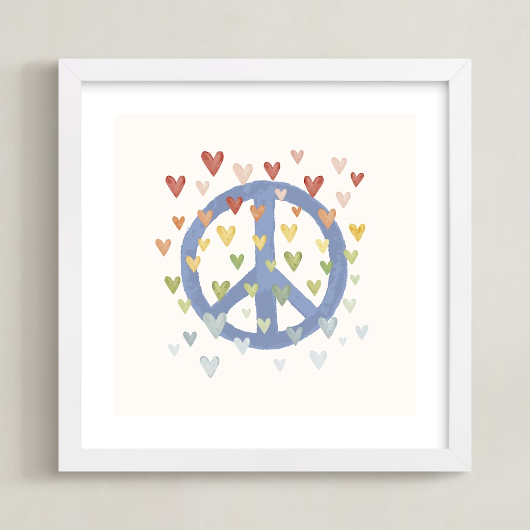 "Peace of my Heart" - Art Print in Rainbow Multi-Colored by Tina Faselli - Framed