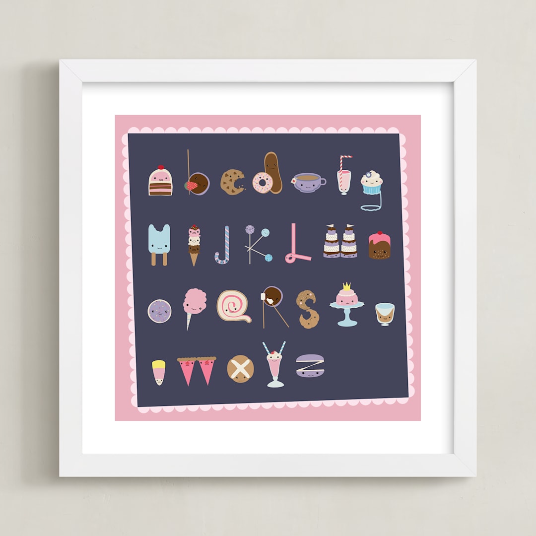 "All the Sweet Treats Alphabet " - Art Print in Cotton Candy by Tanya Lee of Frooted Design - Framed