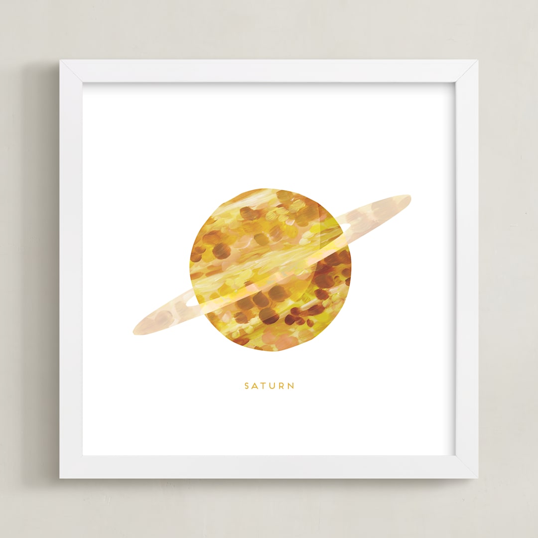 "Painted Saturn" - Art Print in Saffron by Holly Whitcomb - Framed