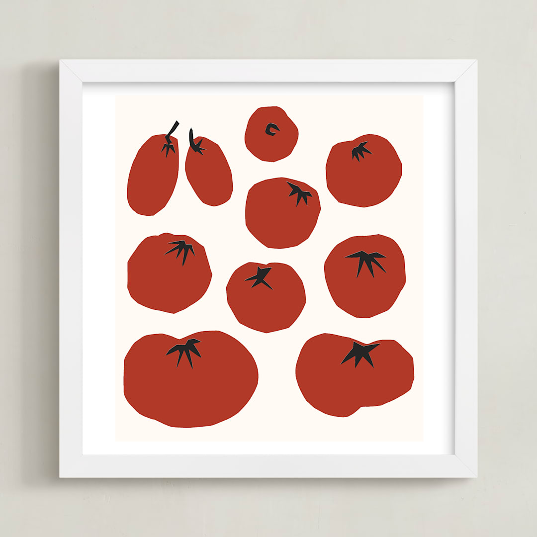 "Pomodori" - Art Print in Tomato Summer Red by Sonya Percival - Framed
