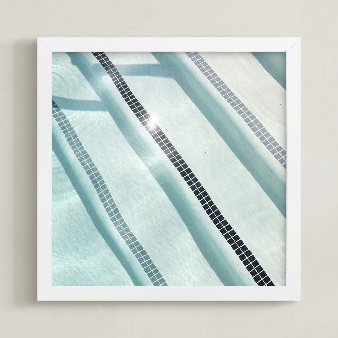 "Poolside I" - Art Print in Cabana Blue by Shannon Howard - Framed