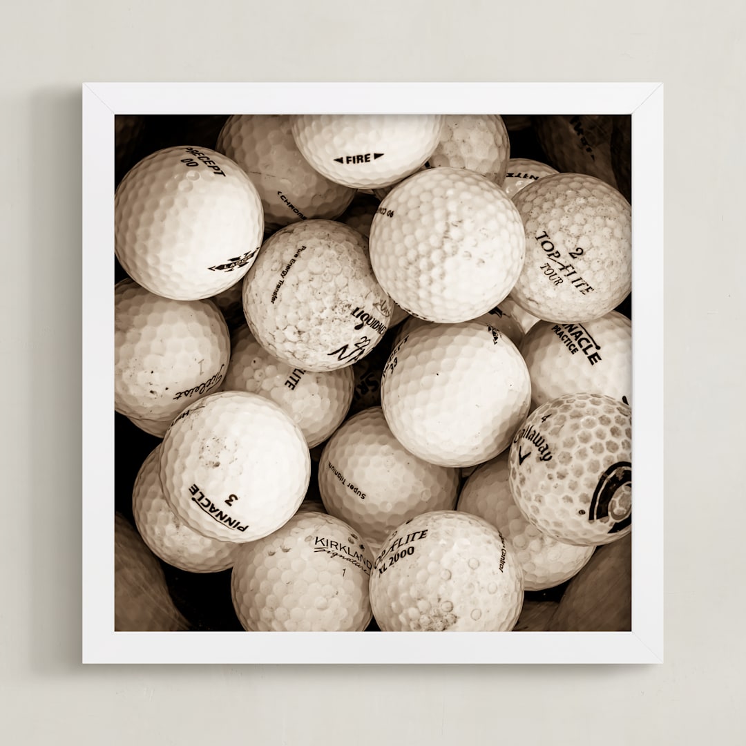 "Tee Time 1 (Warm Sepia Edition)" - Art Print in Warm Sepia by Shannon Howard - Framed