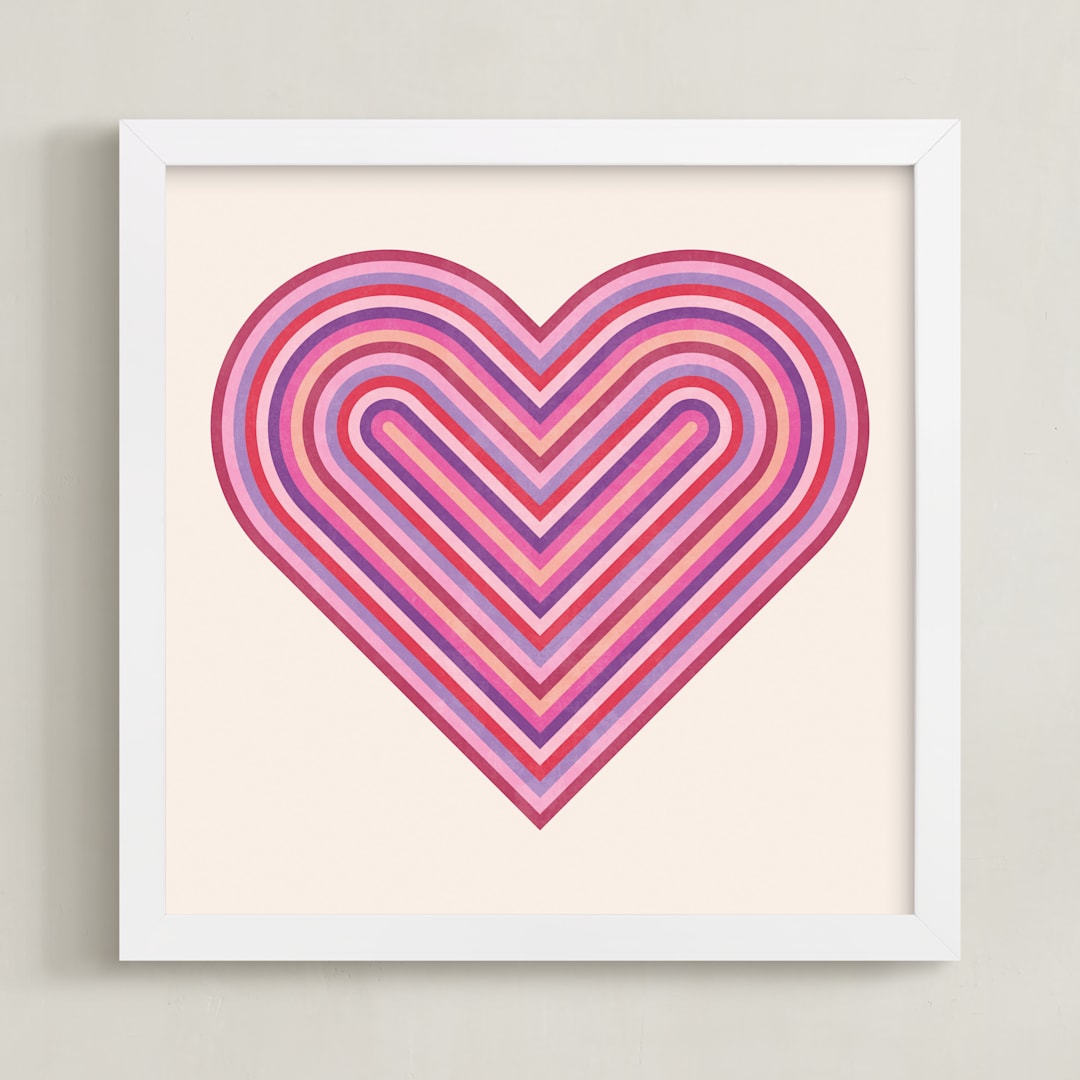 "Rainbow Heart Art" - Art Print in Plum by Amber Barkley - Framed