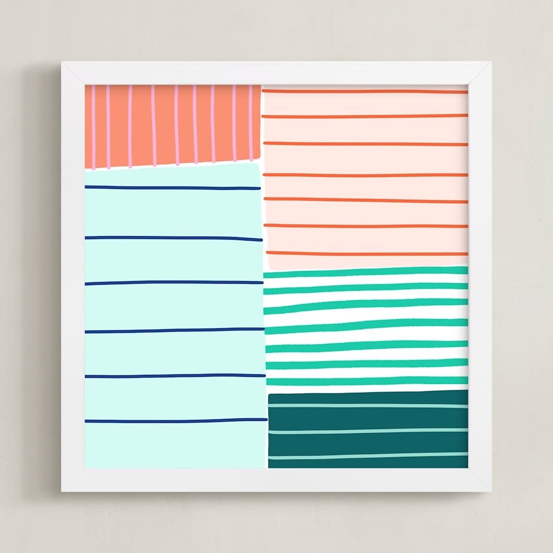 "Holding Space Two" - Art Print in Aqua by Katie Craig - Framed
