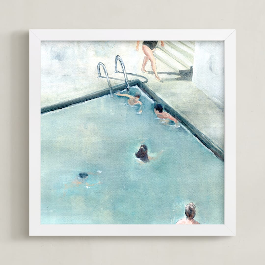 "Hot summer" - Art Print in Pool blue by Lulaloo - Framed