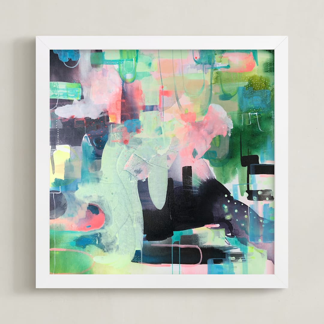 "Mint Night" - Art Print in Soft Mint by Synnöve Seidman - Framed