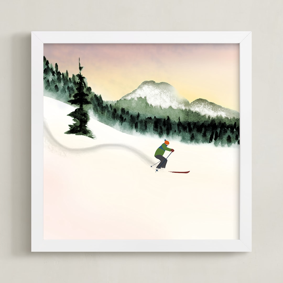 "Fresh Track" - Art Print in Spruce by Shannon - Framed
