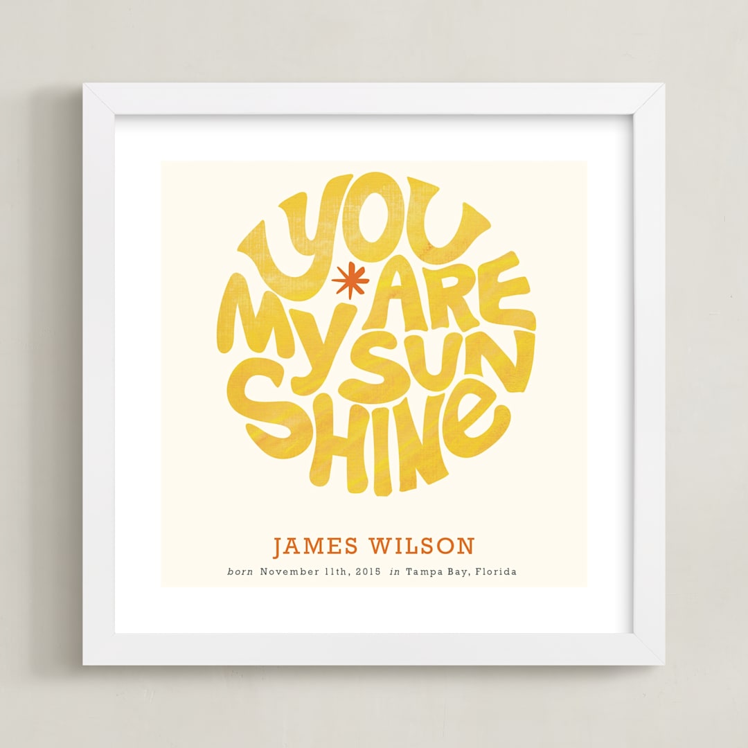 "Forever Sunshine" - Personalized Art Print in Goldenrod by Carrie ONeal - Framed