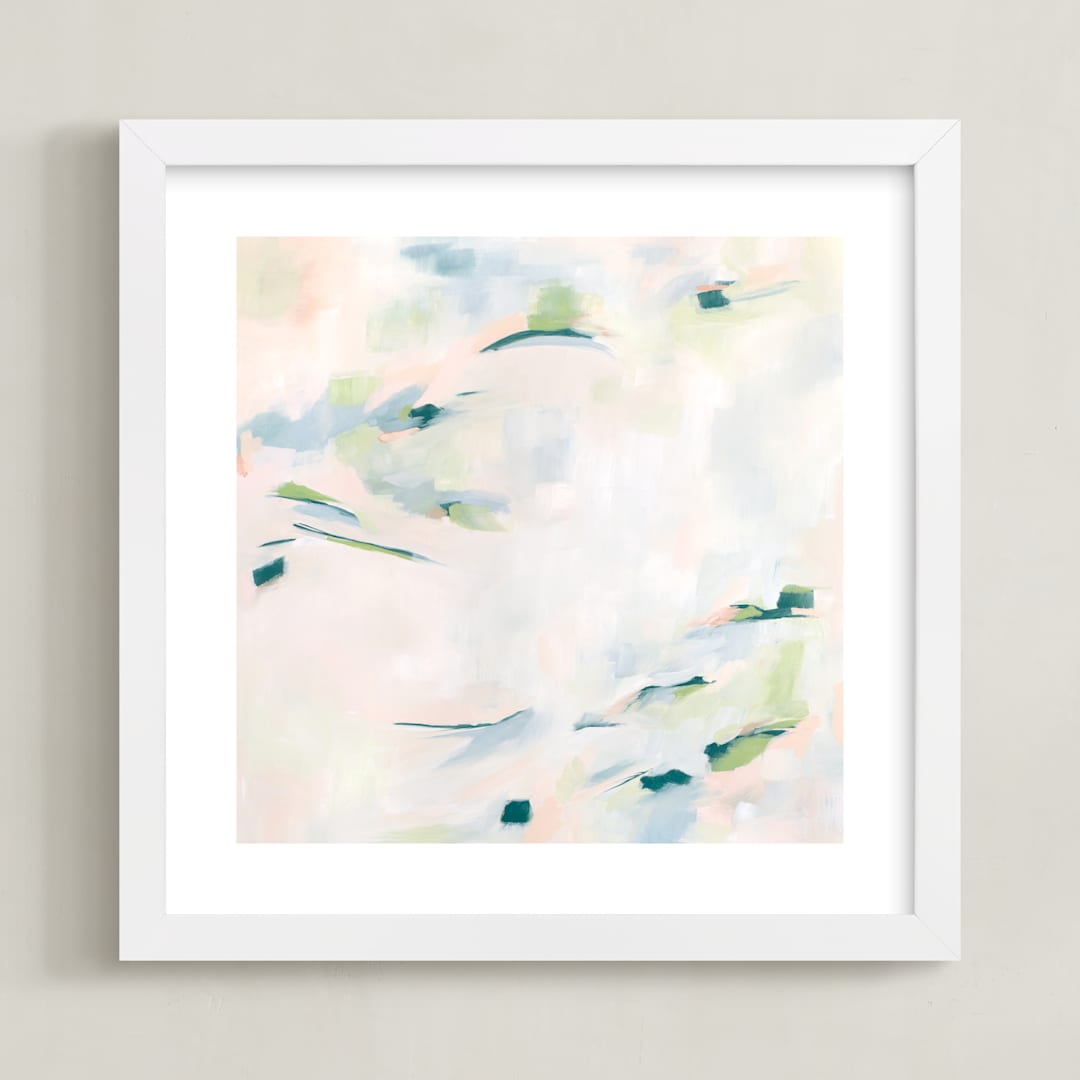 "Easy Peasy Lemon Squeezy" - Art Print in Smoky Blue by Michelle Boyd - Framed
