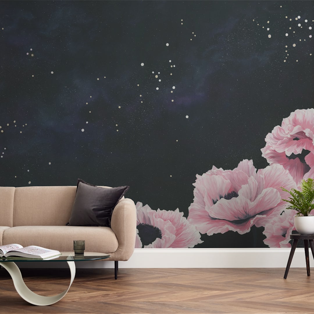 "Awakening" - Wall Mural in Pink by Emily Magone - In a Room