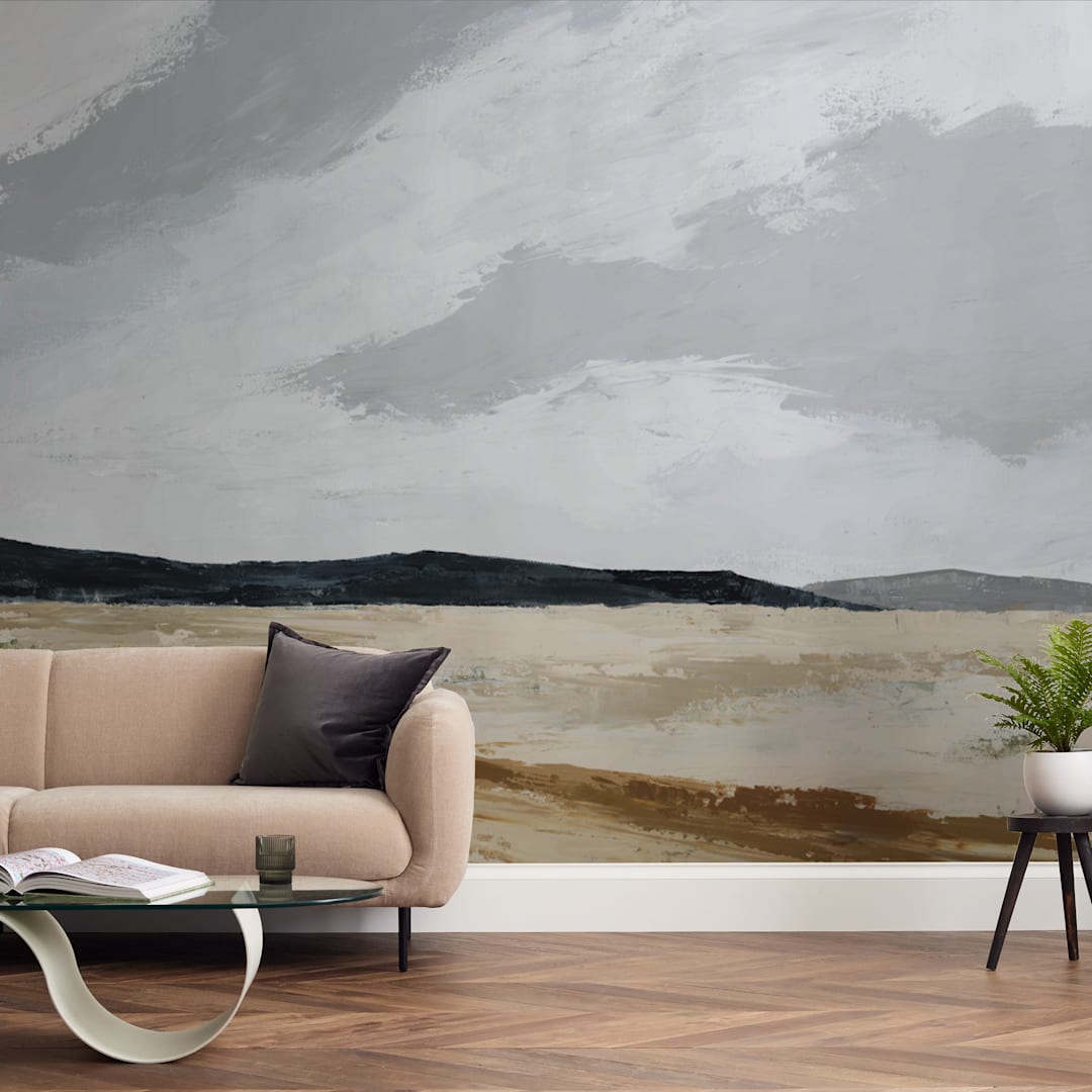 "US 90 To Valentine" - Wall Mural in Misty by Kati Ramer - In a Room