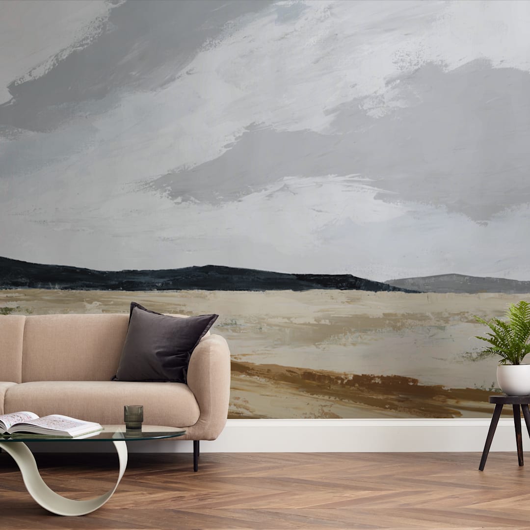 "US 90 To Valentine" - Wall Mural in Misty by Kati Ramer - In a Room