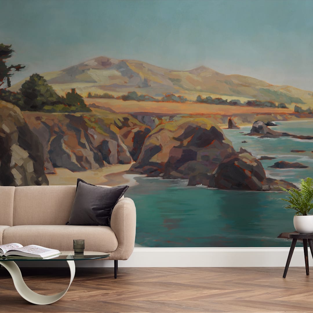 "The Wild Sonoma Coast" - Wall Mural in Copper by Amanda Phelps - In a Room