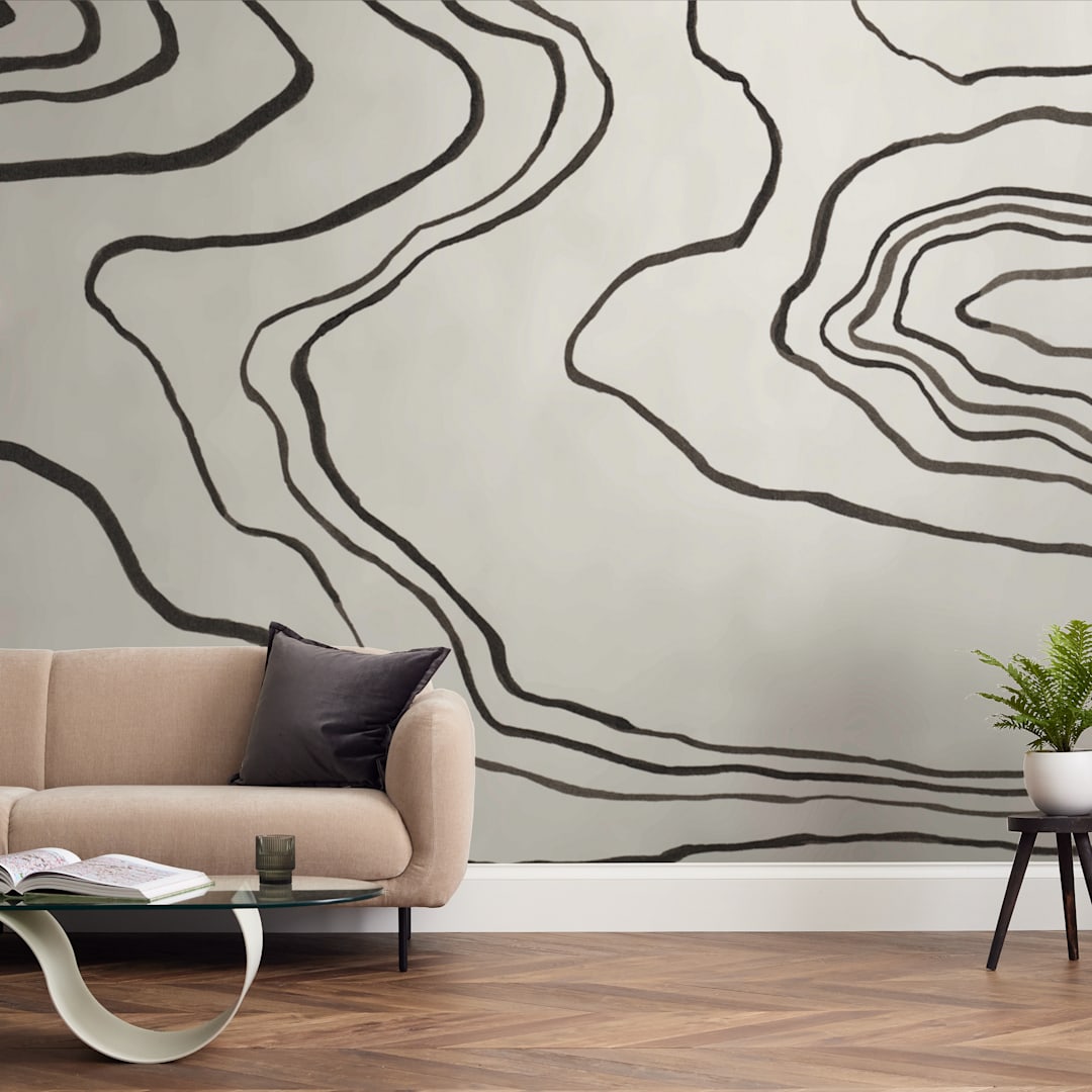 "Walkabout" - Wall Mural in White by Kelly Johnston - In a Room