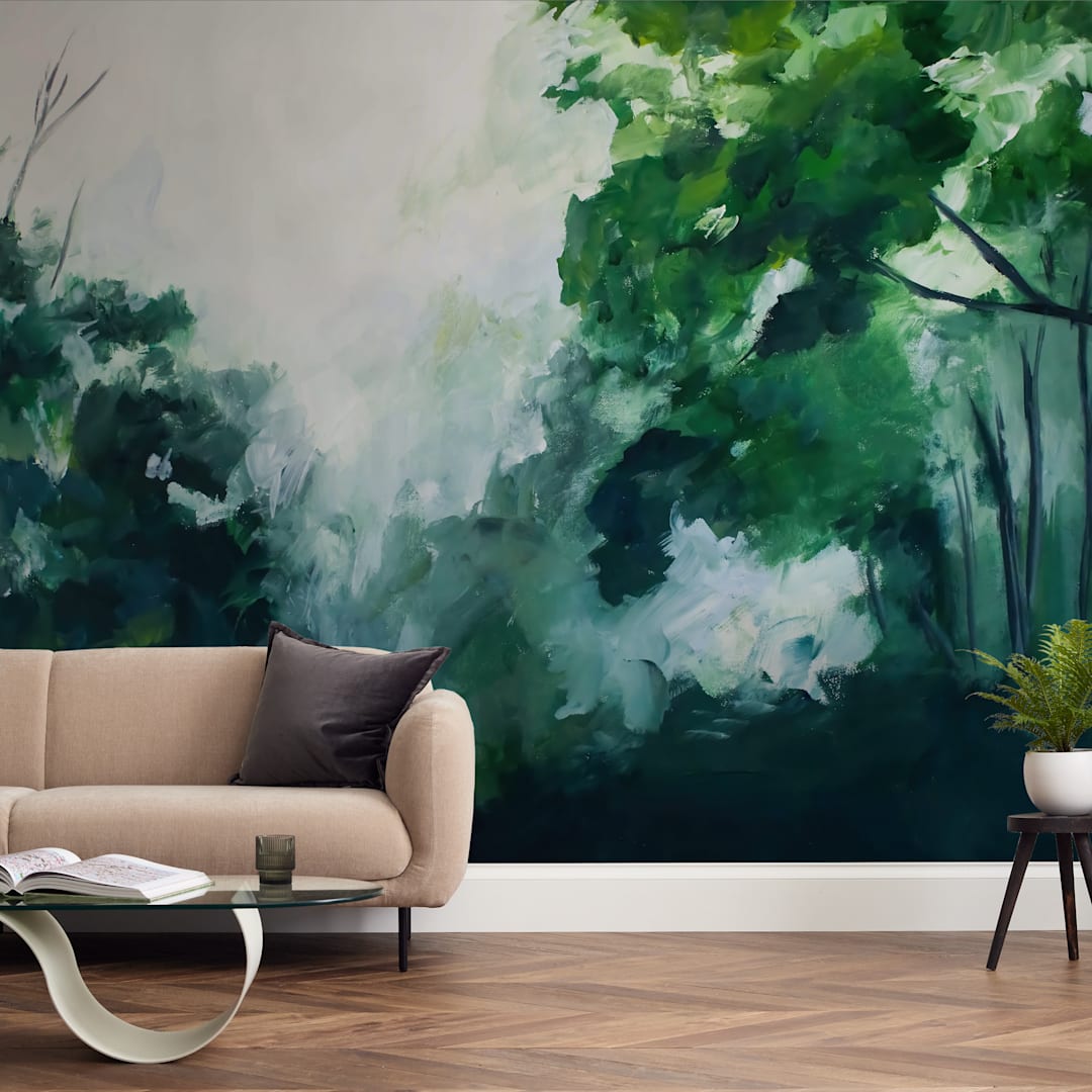 "Homeland" - Wall Mural in Forest Green by Brittany Fan - In a Room