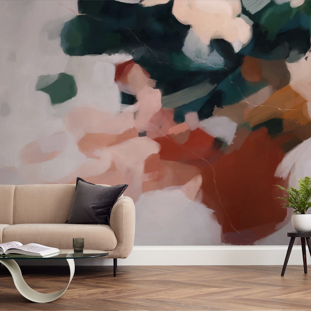 "Otonio" - Wall Mural in Blush by Parima Studio - In a Room