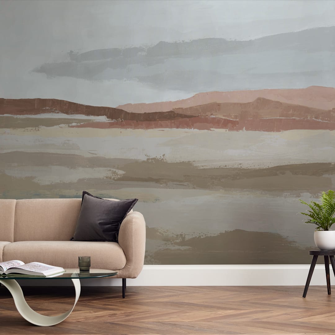"Blushing Expanse" - Wall Mural in Sand by Kati Ramer - In a Room
