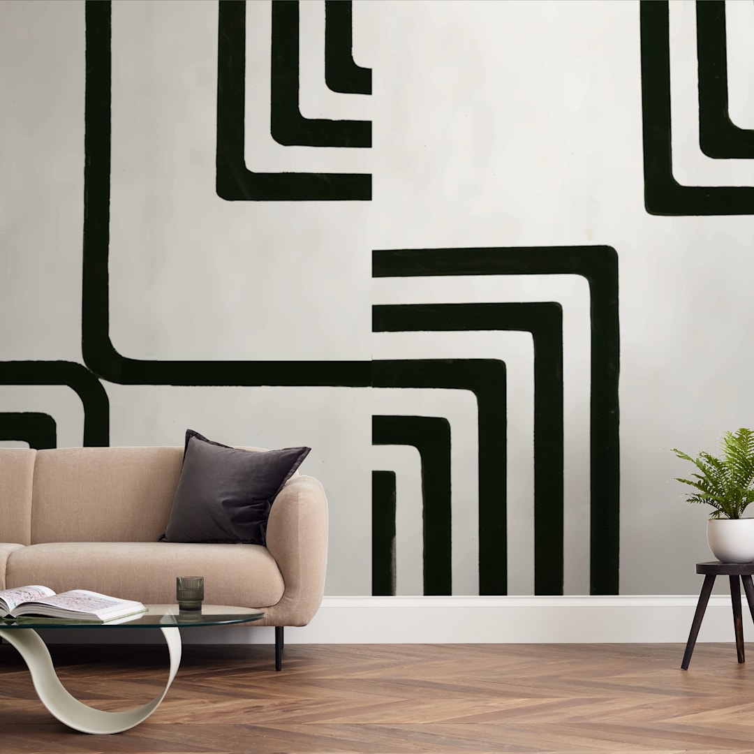 "Edges" - Wall Mural in charcoal by Bethania Lima - In a Room