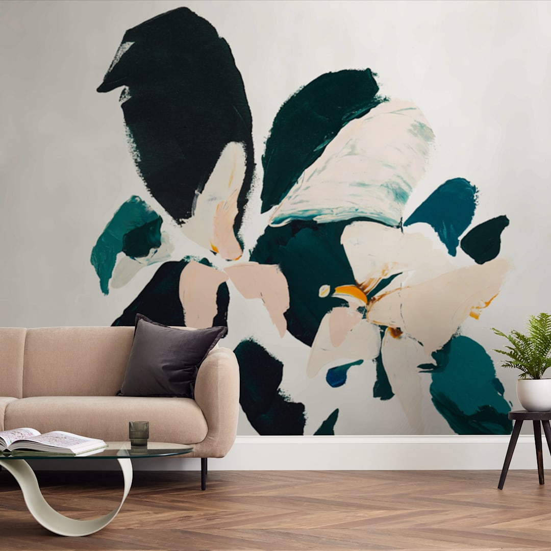 "Botanical Series #4" - Wall Mural in Sea Green by Caryn Owen - In a Room