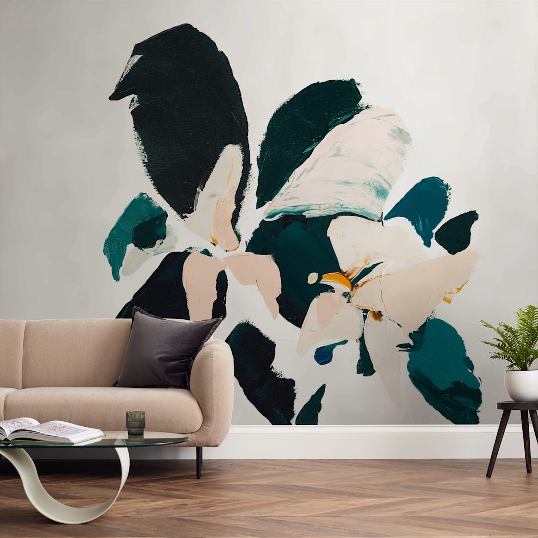 "Botanical Series #4" - Wall Mural in Sea Green by Caryn Owen - In a Room