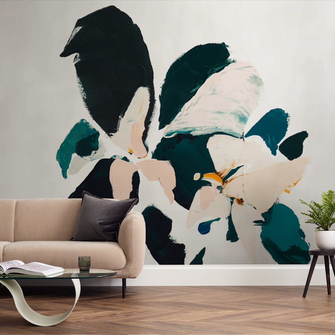 "Botanical Series #4" - Wall Mural in Sea Green by Caryn Owen - In a Room