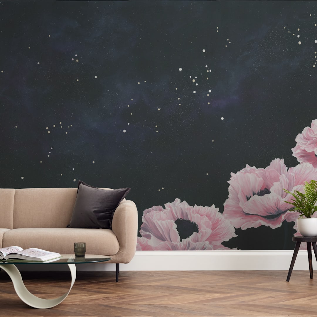 "Awakening" - Wall Mural in Pink by Emily Magone - In a Room