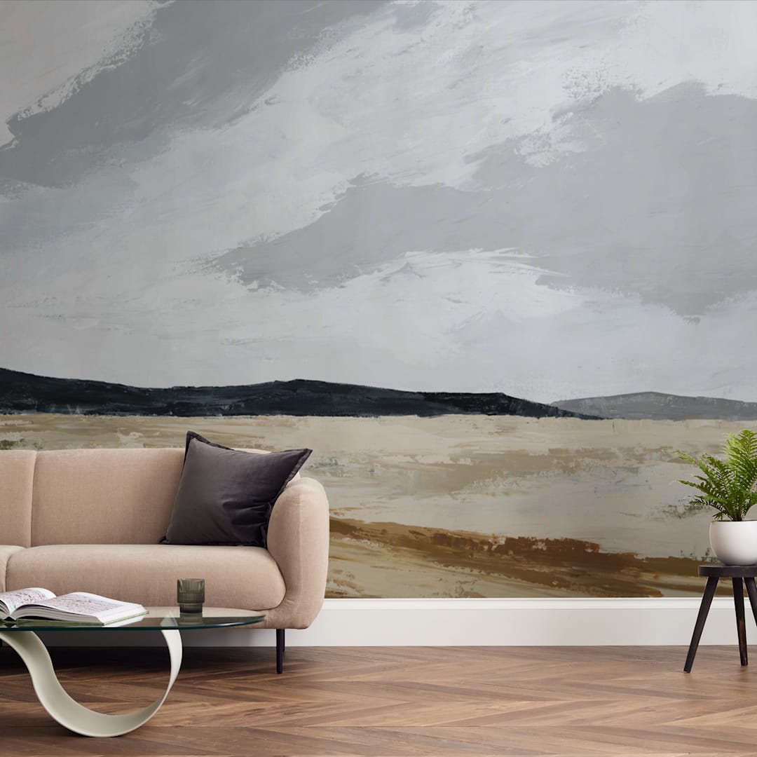 "US 90 To Valentine" - Wall Mural in Misty by Kati Ramer - In a Room