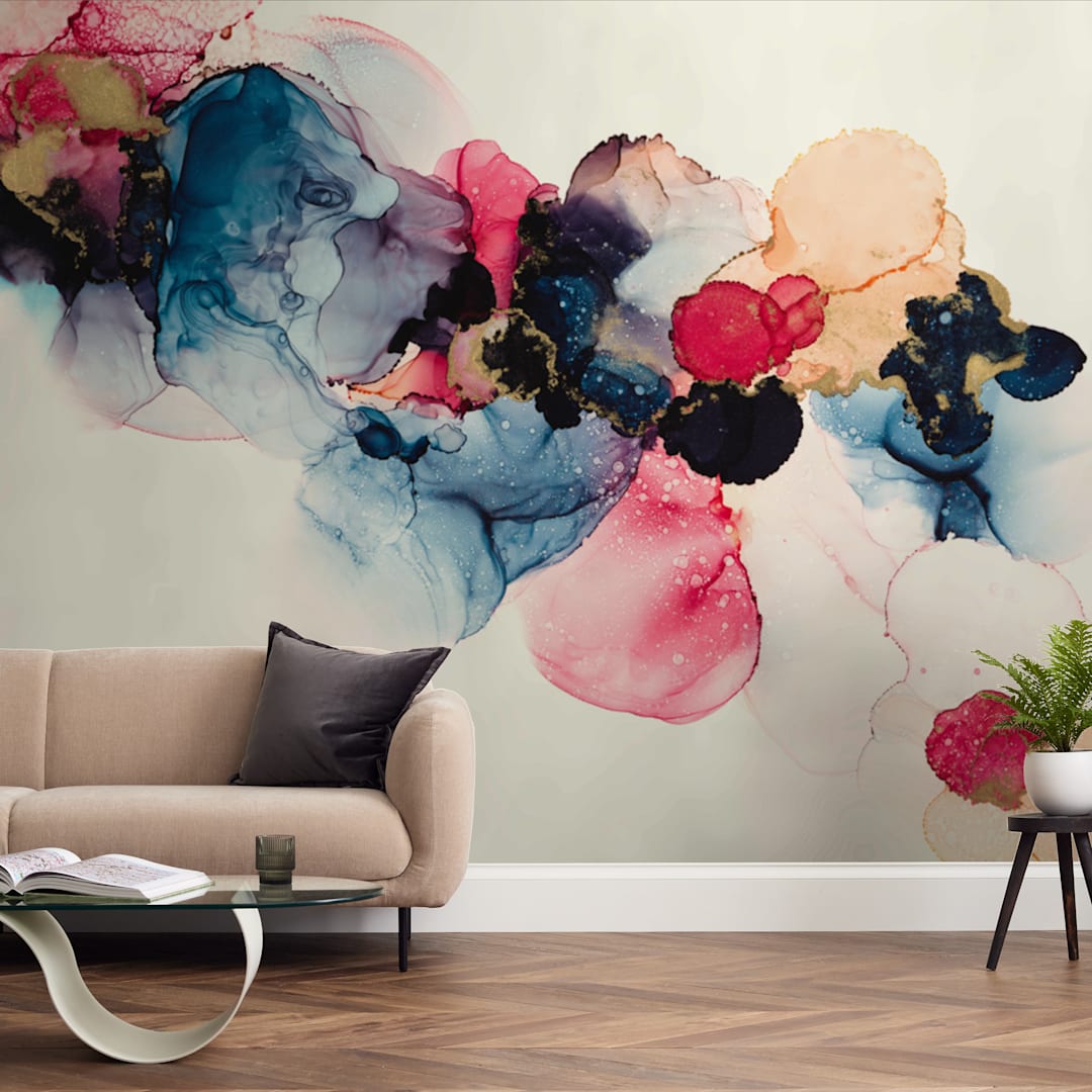 "Bloom Mixer" - Wall Mural in Blossom by Three Kisses Studio - In a Room