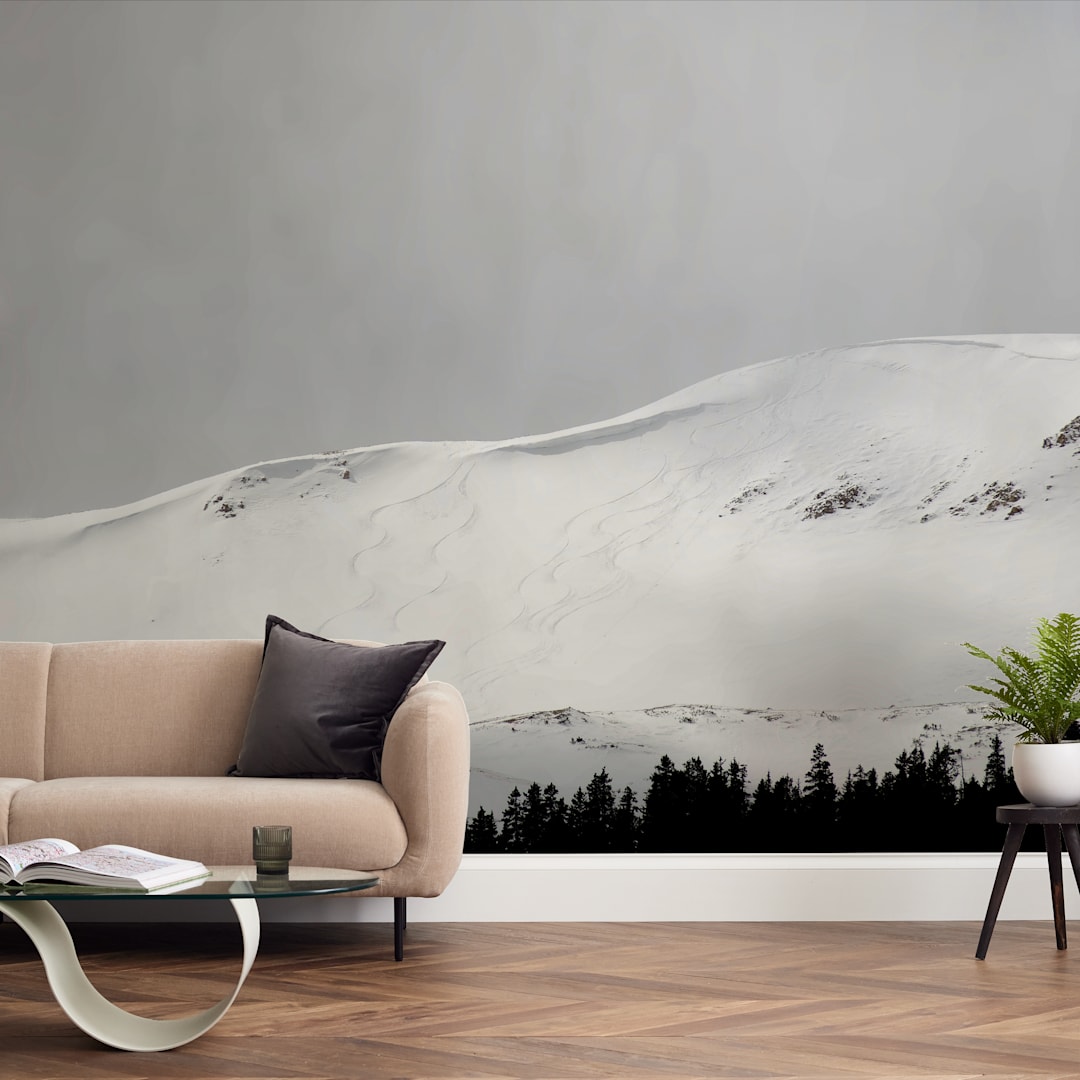 "Fresh Tracks" - Wall Mural in Snow by Christina Flowers - In a Room