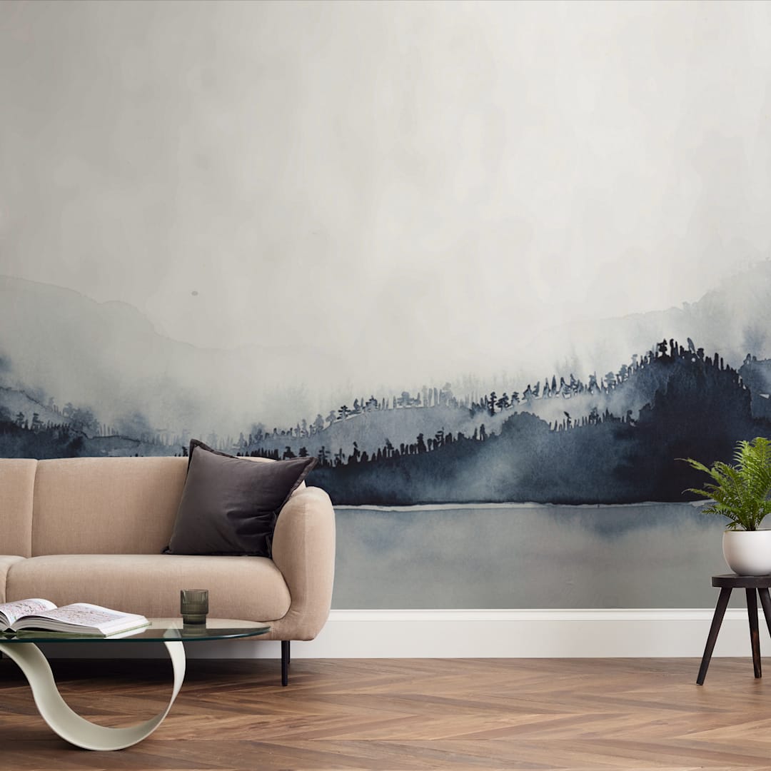 "Alaska from Sea" - Wall Mural in White by Kelsey McNatt - In a Room