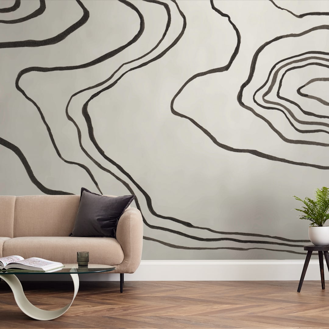 "Walkabout" - Wall Mural in White by Kelly Johnston - In a Room