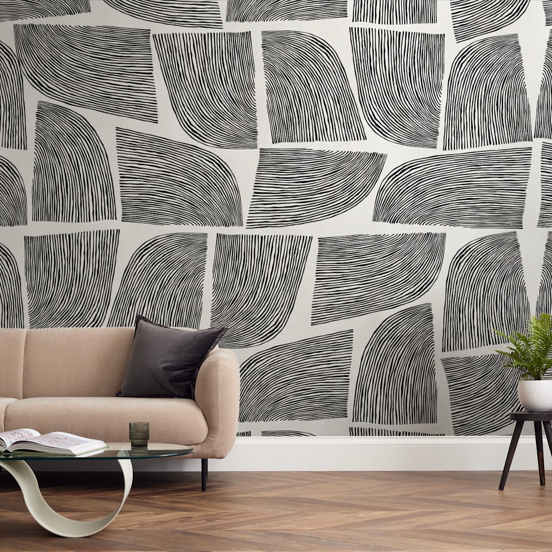 "Canyon" - Wall Mural in Charcoal by Oma N. Ramkhelawan - In a Room