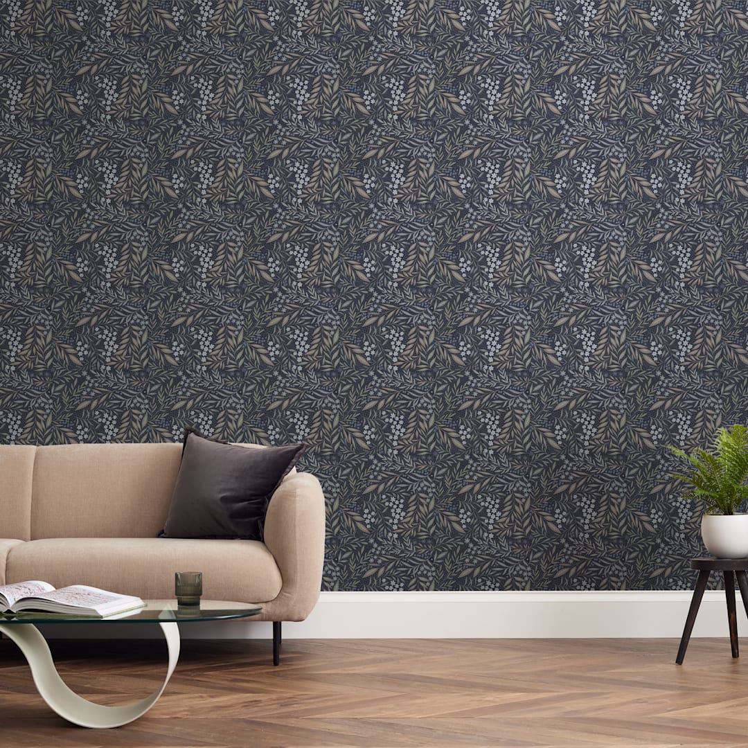 "Floral Field" - Wall Mural in Dark Slate by Alethea and Ruth - In a Room