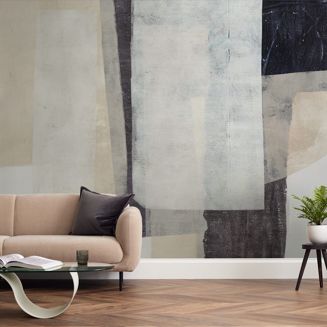 "History Repeats" - Wall Mural in Beige by Jennifer Daily - In a Room