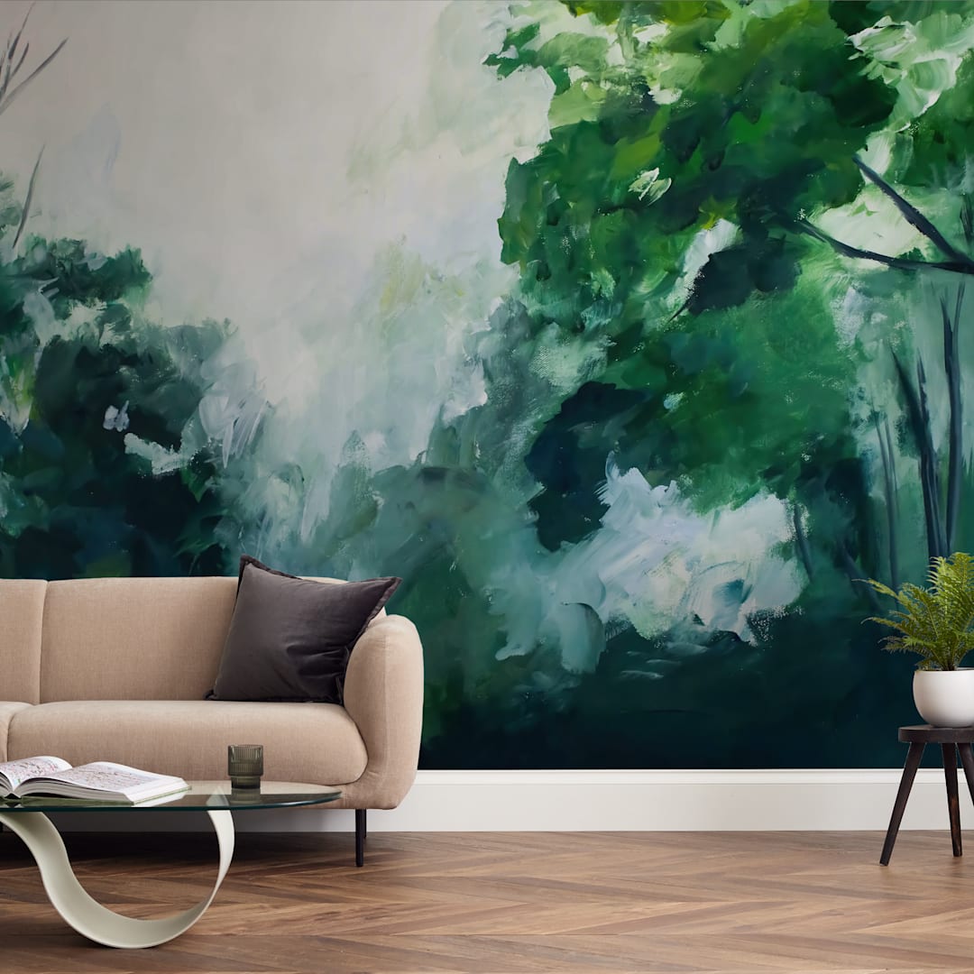 "Homeland" - Wall Mural in Forest Green by Brittany Fan - In a Room