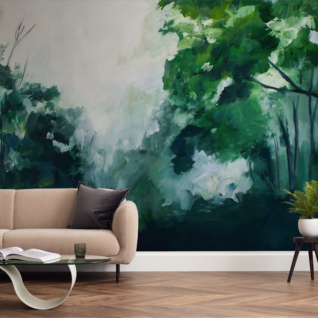 "Homeland" - Wall Mural in Forest Green by Brittany Fan - In a Room