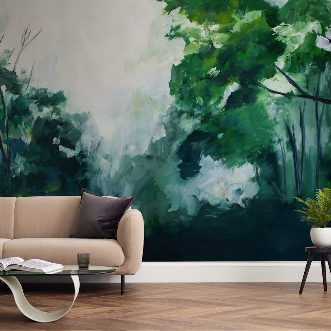 "Homeland" - Wall Mural in Forest Green by Brittany Fan - In a Room