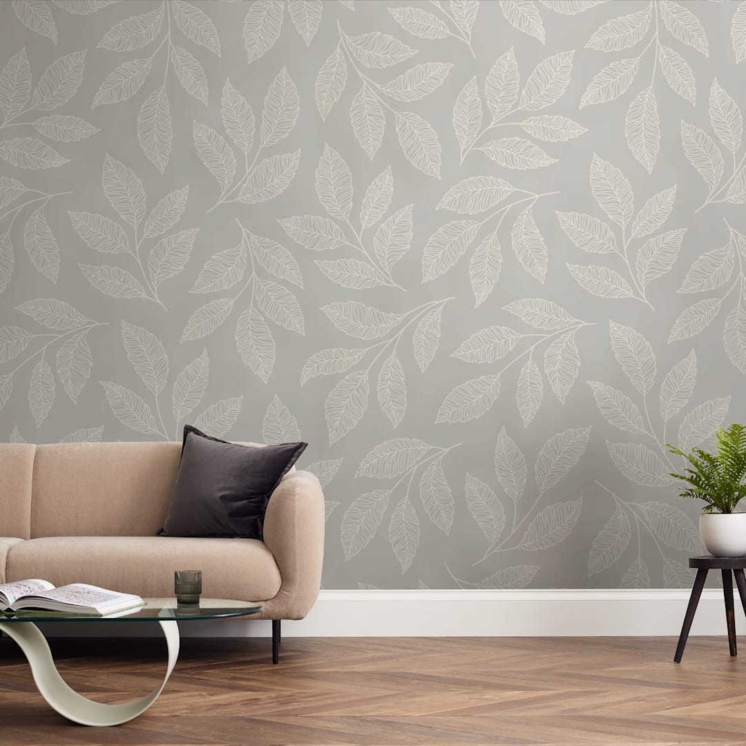 "Flowing Leaves" - Wall Mural in Fog by Brandy Folse - In a Room